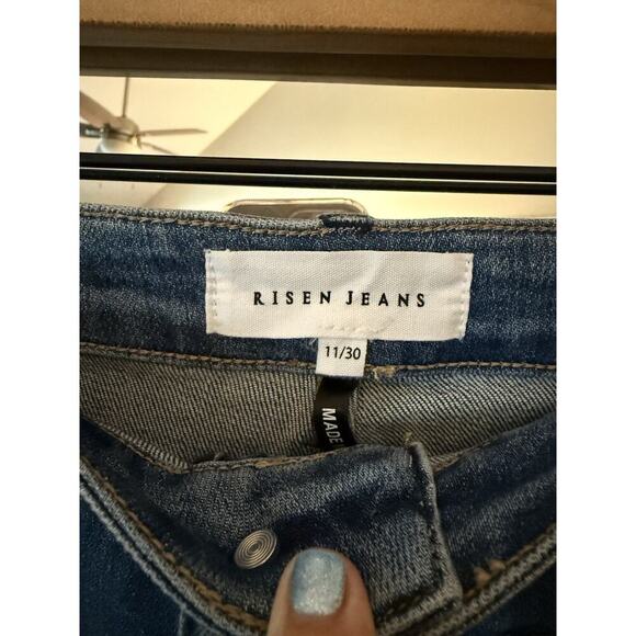 Risen Jeans Womens 11/30 Dark Wash Wide Leg Distressed High Rise RDP5522 Denim - Picture 4 of 7